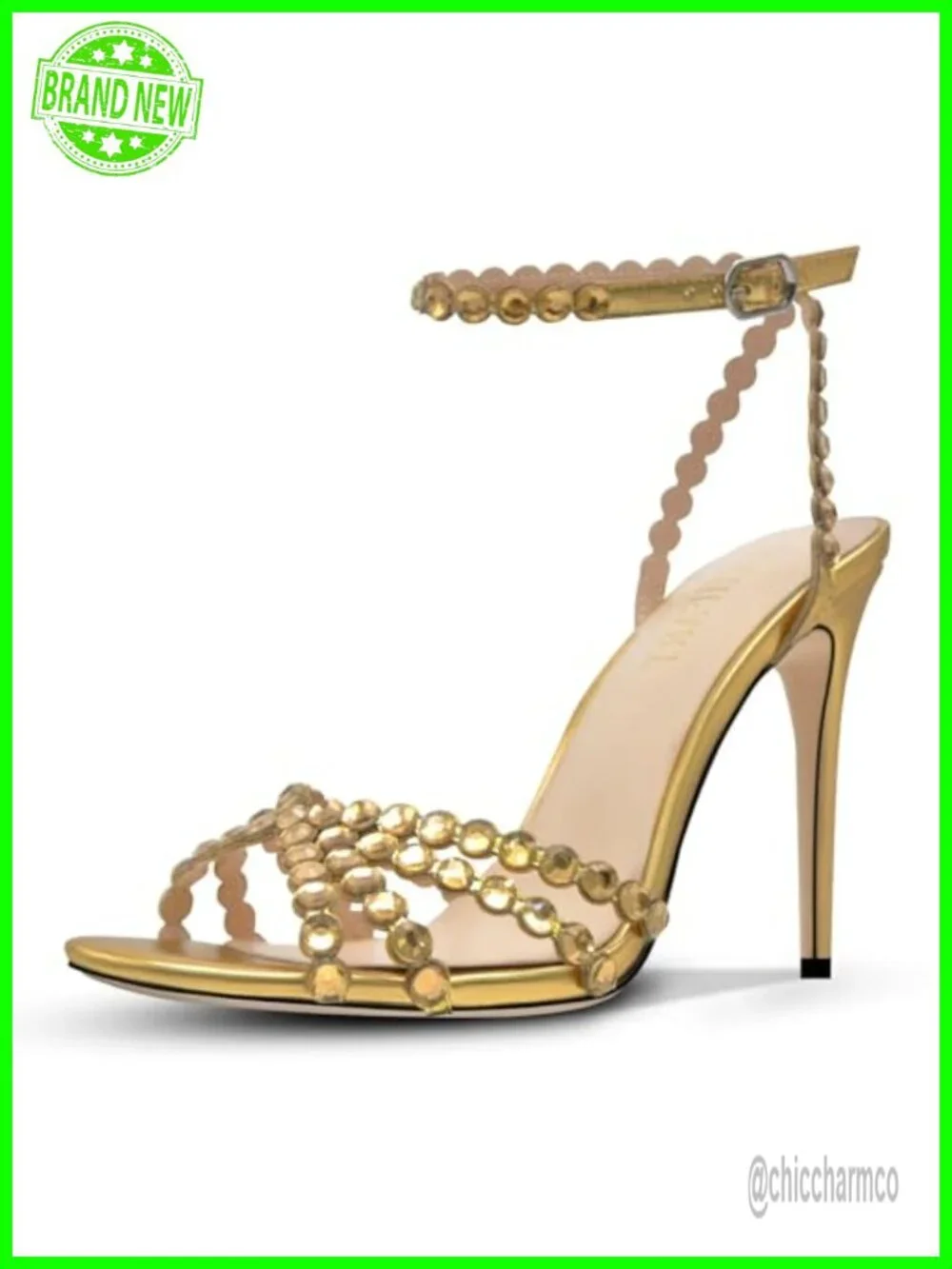 Rhinestone Stiletto High Heels Strappy Sandals Dressy Pumps Shoes